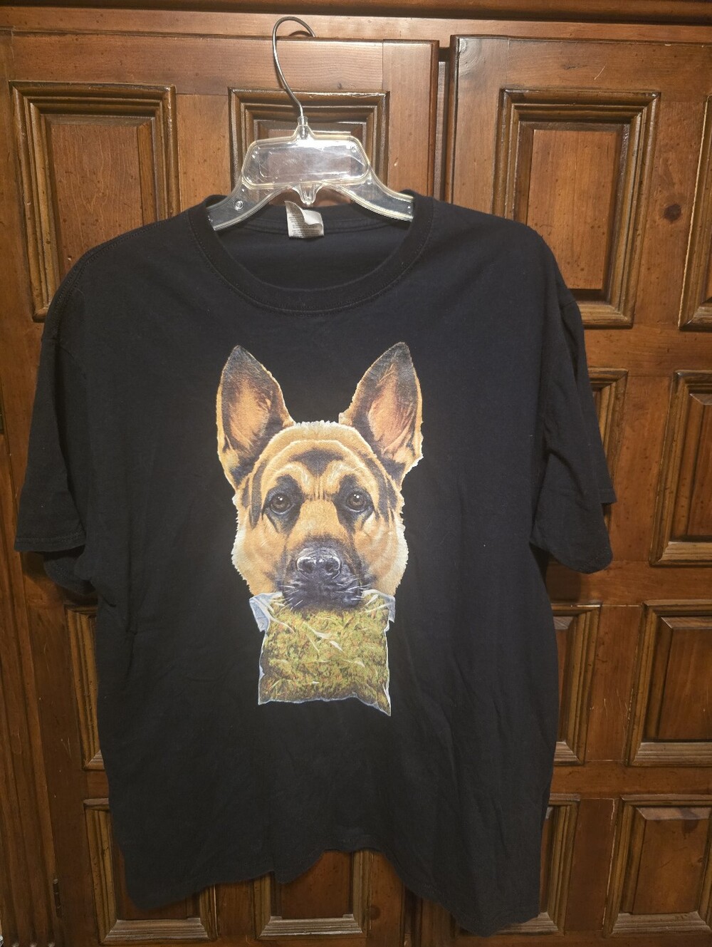 Narco Dog Cotton Black German Shepherd Graphic Tee Men's L